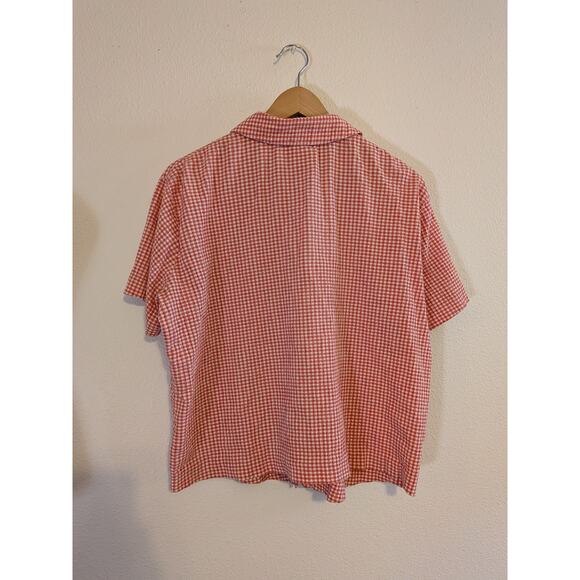 Cold Water Creek pink Checkered short sleeve button down size L - Picture 6 of 6